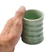 アースモス 湯呑茶碗 ビードロ灰釉 ろくべ型長湯呑み(小) [4個入] vac-113-06011（直送品）