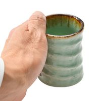 アースモス 湯呑茶碗 ビードロ灰釉茶渕 ろくべ型長湯呑み(小) [4個入] vac-202-06011（直送品）