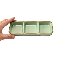 アースモス 仕切り皿 ビードロ灰釉茶渕 三品皿(中) [4個入] vac-202-07021（直送品）