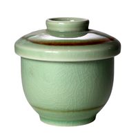 アースモス 蓋物 ビードロ灰釉茶渕 蒸し碗(小) [3個入] vac-202-09001（直送品）