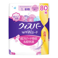 ウィスパー 1枚2役Wガード おりもの＆水分ケア さわやかな香り 3cc 18cm 1セット（80枚入×5個） P＆G 尿漏れ ウイスパ-