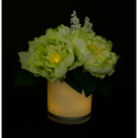 ファミリー・ライフ タイマー付きLEDフラワーグラス 幅180×奥行200×高さ210mm ホワイト a3003130 1個（直送品）