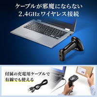 サンワサプライ 2.4Gワイヤレス1次元バーコードリーダー BCR-WL1D1BK 1個（直送品）