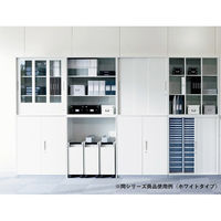 【組立設置込】プラス L6 クリアケースキャビネット 深型3列 11段 下置き用 幅800×奥行450×高さ1050mm ホワイト 【要ベース】（直送品）