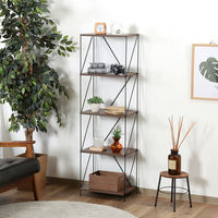 不二貿易 EZBO ワイヤーラック ５段 幅420×奥行310×高さ1365mm ミディアムブラウン 77544 1台（直送品）