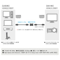 HDMIケーブル 5m HDMI延長アダプタ付き 4K対応 VV-HDMIAD050AA-B 1本 vodaview