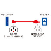 サンワサプライ 抜け防止ロック電源コード(3m) APW12-515C13LK03 1本