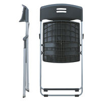 中央可鍛工業　スライドヒンジ折りたたみチェア（背座:樹脂）　ダークグレー　1箱（5脚入）（取寄品）