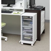 アイリスオーヤマ 書類ケース A4 13段 浅型 レターケース 引き出し オフィス収納 書類 書類整理 木製フロアケース MFE-7130 ホワイト（直送品）