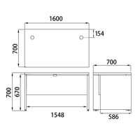 【組立設置込】ARAN WORLD EIDOS エイドス 平机 引出し無し ライトオーク 幅1600×奥行700×高さ700mm 1台（2梱包）
