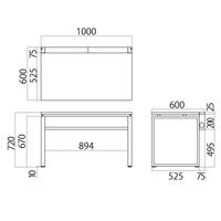 Ceha プレノデスクシステム 平机 引出し無し オーク天板/ブラック脚 幅1000×奥行600×高さ720mm 1台 (3梱包)