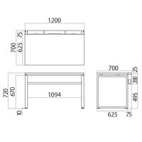 Ceha プレノデスクシステム 平机 引出し無し オーク天板/ブラック脚 幅1200×奥行700×高さ720mm 1台 (3梱包)
