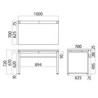Ceha プレノデスクシステム 平机 引出し付き オーク天板/ブラック脚 幅1000×奥行700×高さ720mm 1台 (4梱包)
