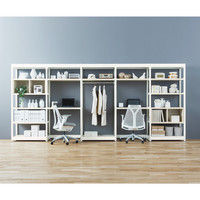 オカムラ BRIO ブリオ 連結用セット 天地4段 ホワイトフレーム 木棚板 プライズウッドライト 幅890×奥行450×高さ1100mm 6011 （取寄品）