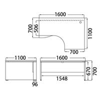 【組立設置込】ARAN WORLD EIDOS エイドス L型机右用 ライトオーク 幅1600×奥行1100×高さ700mm 1台（2梱包）