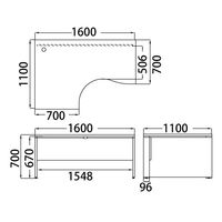 【組立設置込】ARAN WORLD EIDOS エイドス L型机左用 ライトオーク 幅1600×奥行1100×高さ700mm 1台（2梱包）