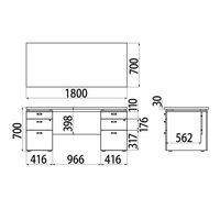 【組立設置込】ARAN WORLD EIDOS エイドス 両袖机 ライトオーク 幅1800×奥行700×高さ700mm 1台（3梱包）