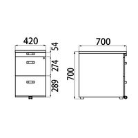 【組立設置込】ARAN WORLD EIDOS エイドス 脇机 3段 ライトオーク 幅420×奥行700×高さ700mm 1台