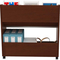 VALUTEC PLシリーズ マガジンラック85 キャスター付 幅850×奥行345×高さ850mm ダークブラウン PLD-62 1台（直送品）