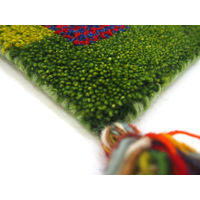 萩原 ギャッベ チェアパッド GABBEH D15 グリーン 約40×40cm 1枚（直送品）