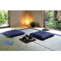 萩原 国産い草センターラグ 備中 BL ブルー 約191×191cm 1枚（直送品）