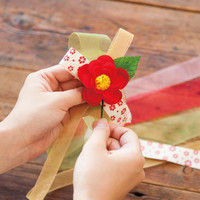 ヘッズ 和風花柄コットンリボンレッド-3 WHN-NR3 1セット（5巻：1巻×5パック）（直送品）