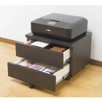 サン・ハーベスト タモ突板プリンターワゴン ダークブラウン SJ-410 DBR 幅500×奥行400×高さ370mm 1台（直送品）