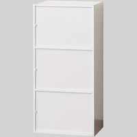 【軒先渡し】関家具 鍵付き3段ボックス ホワイト 奥行290×幅420×高さ875mm 97309 1台（直送品）