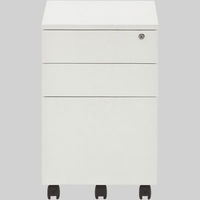 【車上渡し】アール・エフ・ヤマカワ ワークデスク3段ワゴン オールロックタイプ ホワイト 幅420x奥行500x高さ650mm 1台（直送品）