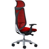 【無料引取付き】C855BR FSY9|オカムラ サブリナ スタンダード 可動肘 エクストラハイバック ブラックボディ レッド 1脚（直送品）