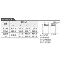 ニッコー・ハンセン 標準規格瓶 角型広口(ナチュラル) 1L 1本 1030-04 10-3004-55（直送品）