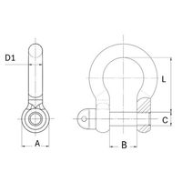 エスコ 0.8ton ボウシャックル EA638NF-8 1セット(15個)（直送品）