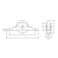 エスコ 42mm 戸車(U型・ポリアセタール樹脂車・ステンレス枠) EA986RH-18 1セット(4個)（直送品）