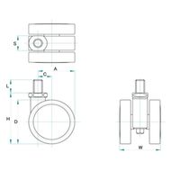 エスコ 50mm キャスター(ツインホイール/M10xP1.5) EA986TG-32 1セット(10個)（直送品）