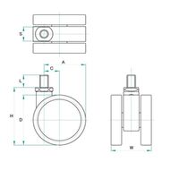 エスコ 60mm キャスター(ツインホイール/M10xP1.5) EA986TG-33 1セット(10個)（直送品）