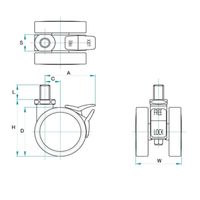 エスコ 50mm キャスター(ツインホイール/ブレーキ付/M10xP1.5) EA986TG-37 1セット(10個)（直送品）