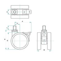 エスコ 60mm キャスター(ツインホイール/ブレーキ付/M10xP1.5) EA986TG-38 1セット(10個)（直送品）