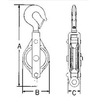エスコ 75mm/ 500kg フック型滑車(ステンレス) EA987HJ-21 1個（直送品）
