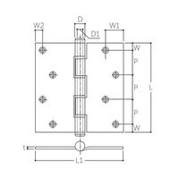 エスコ 102x102mm 義星丁番(SUS304/鏡面クローム) EA951HC-9 1セット(3個)（直送品）