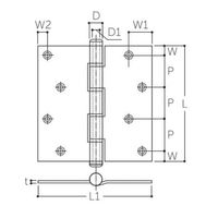 エスコ 102x102mm 義星丁番(SUS304/AG) EA951HC-13 1セット(3個)（直送品）