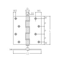 エスコ 127x127mm 義星丁番(SUS304/マットブラック) EA951HC-25 1セット(3個)（直送品）