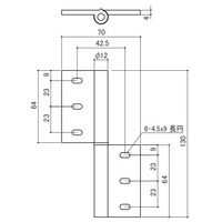エスコ 70x130mm 40角用アルミ旗丁番(左用) EA976CB-65 1セット(4個)（直送品）