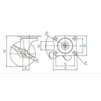 エスコ 38mm キャスター(自在金具・ブレーキ付・微音) EA986PF-39 1セット(20個)（直送品）