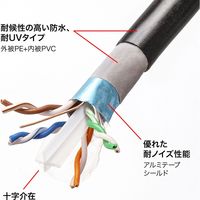 サンワサプライ カテゴリ6A屋外用LANケーブルのみ(ブラック・100m) KB-T6AAD-CB100BKN 1個