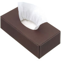 合皮ティッシュボックス ブラウン 1個 I-Lex（わけあり品）
