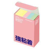 アスクル 強粘着ふせん 75×25mm パステルカラー 1箱(5冊入) オリジナル（わけあり品）