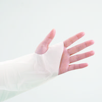 オオサキメディカル プラスチックエプロン 袖付 長袖 フィンガーフック ふつう ホワイト 10枚入 57102 1箱(10枚入)