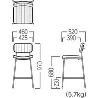 【軒先渡し】オリバー カウンターチェア ハイチェア アンティーク調ビニールレザー ライトブラウン 1脚（直送品）