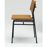 【軒先渡し】オリバー スチールチェア アンティーク調ビニールレザー レトロ モスグリーン 1脚（直送品）