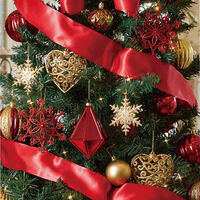 ストア・エキスプレス スクエアベース スリムクリスマスツリーセット レッド 高さ180×幅76cm 8736-1856 1セット（直送品）